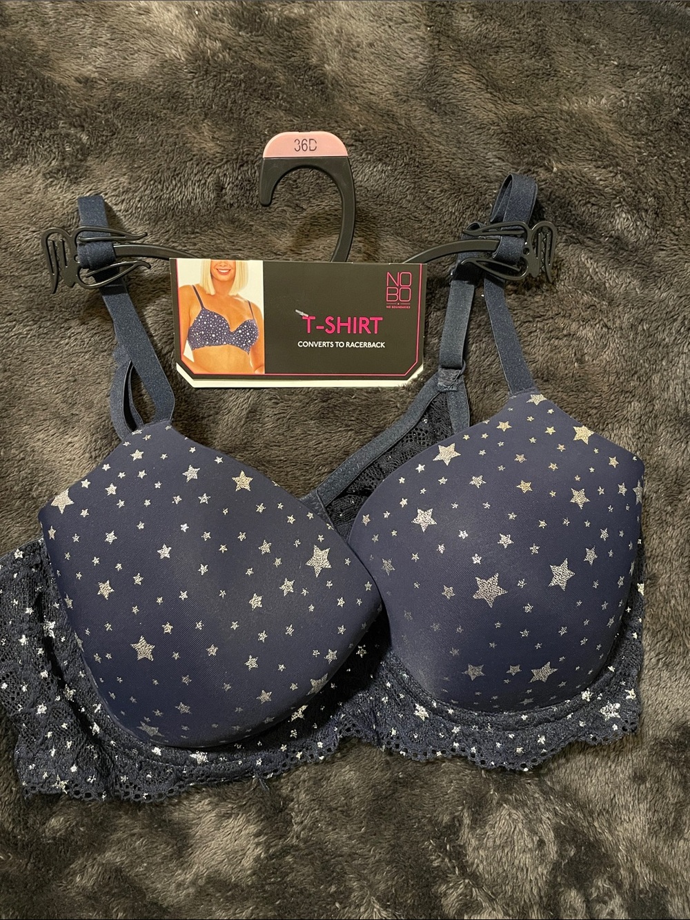 NOBO Women's Navy Star Print T-Shirt Bra - 36D